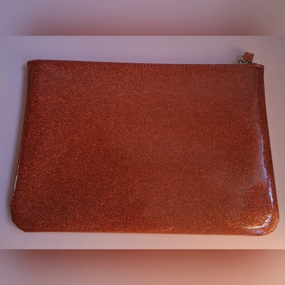 EUC Marc Jacobs Red Sparkle Vegan Patent Travel Cosmetic Makeup Beauty Pouch Bag